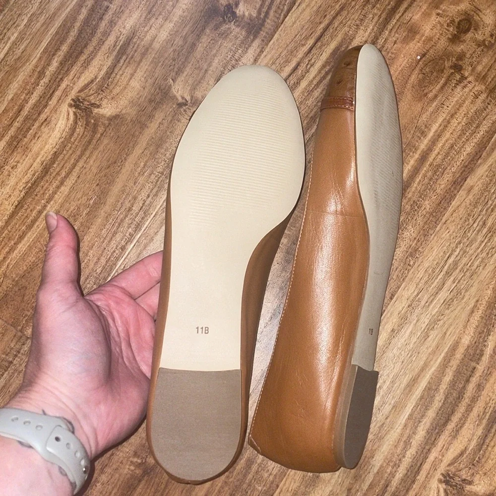 Talbots womens 11 shoes ballet flat slip on tan brown round toe work casual nwot